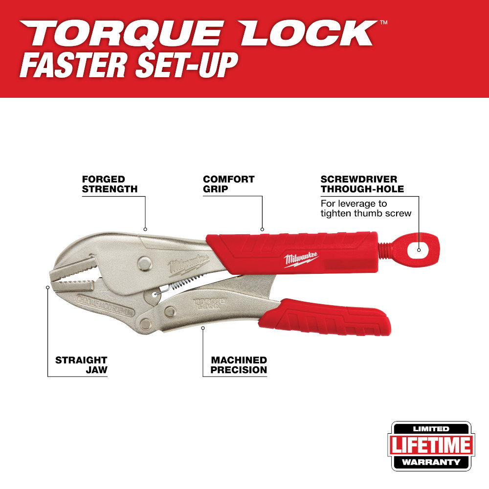 Milwaukee 48-22-3810 10 in. Straight Jaw Locking Pliers With Durable Grip