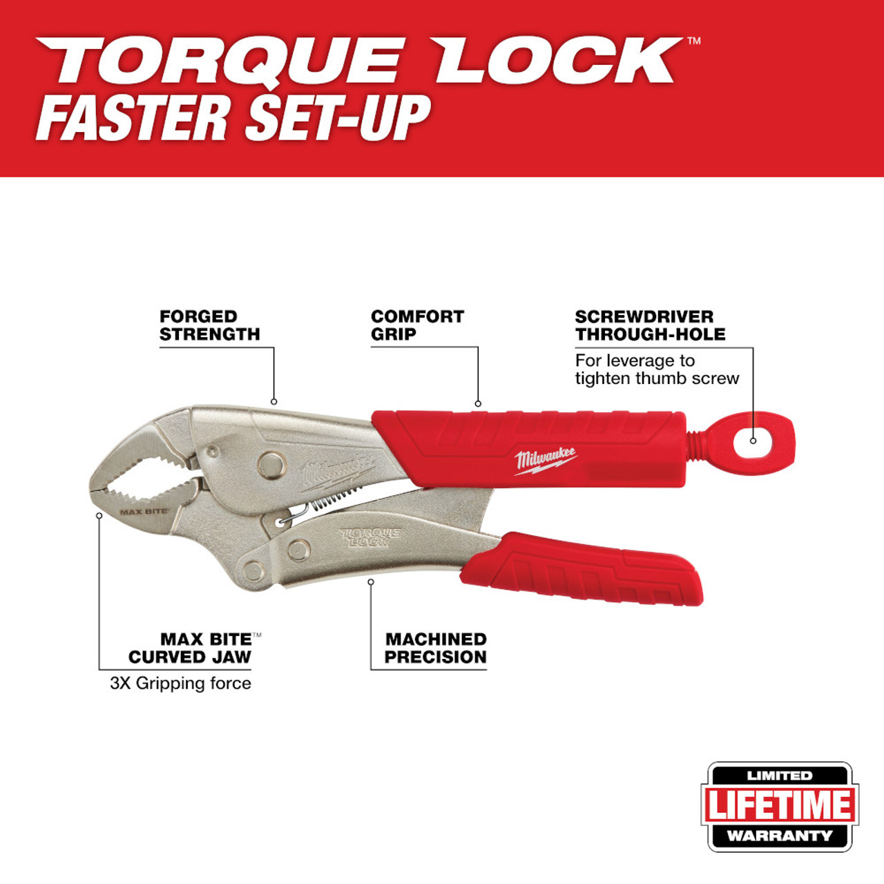 Milwaukee 48-22-3710 10 in. Curved Jaw Locking Pliers With Maxbite And Durable Grip
