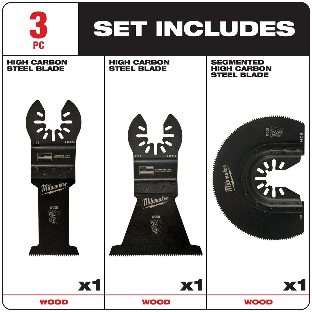 Milwaukee 49-10-9004 Milwaukee OPEN-LOK 3PC WOOD CUTTING MULTI-TOOL BLADE VARIETY PACK