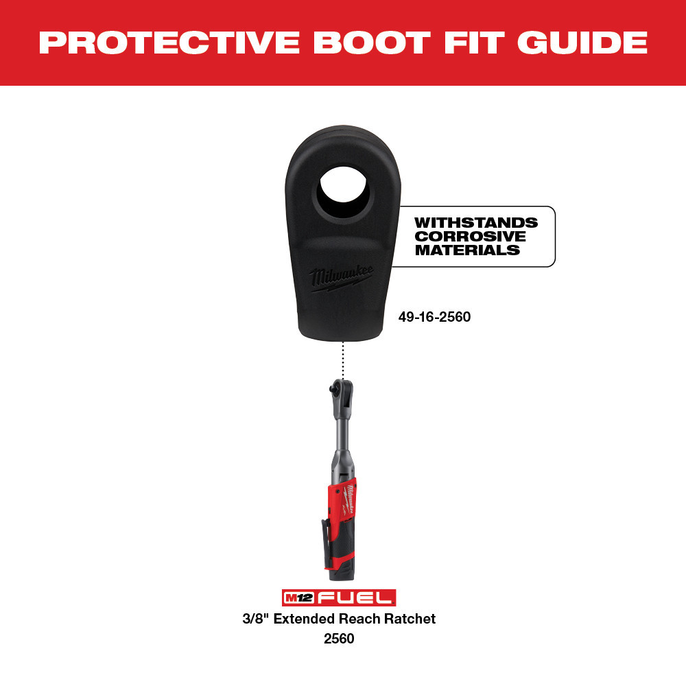 Milwaukee 49-16-2560 M12 FUEL 3/8 in. Extended Reach Ratchet Rubber Boot