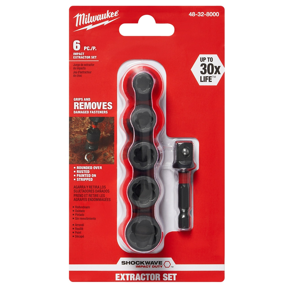 Milwaukee 48-32-8000 6-Piece Shockwave Impact Extractor Set