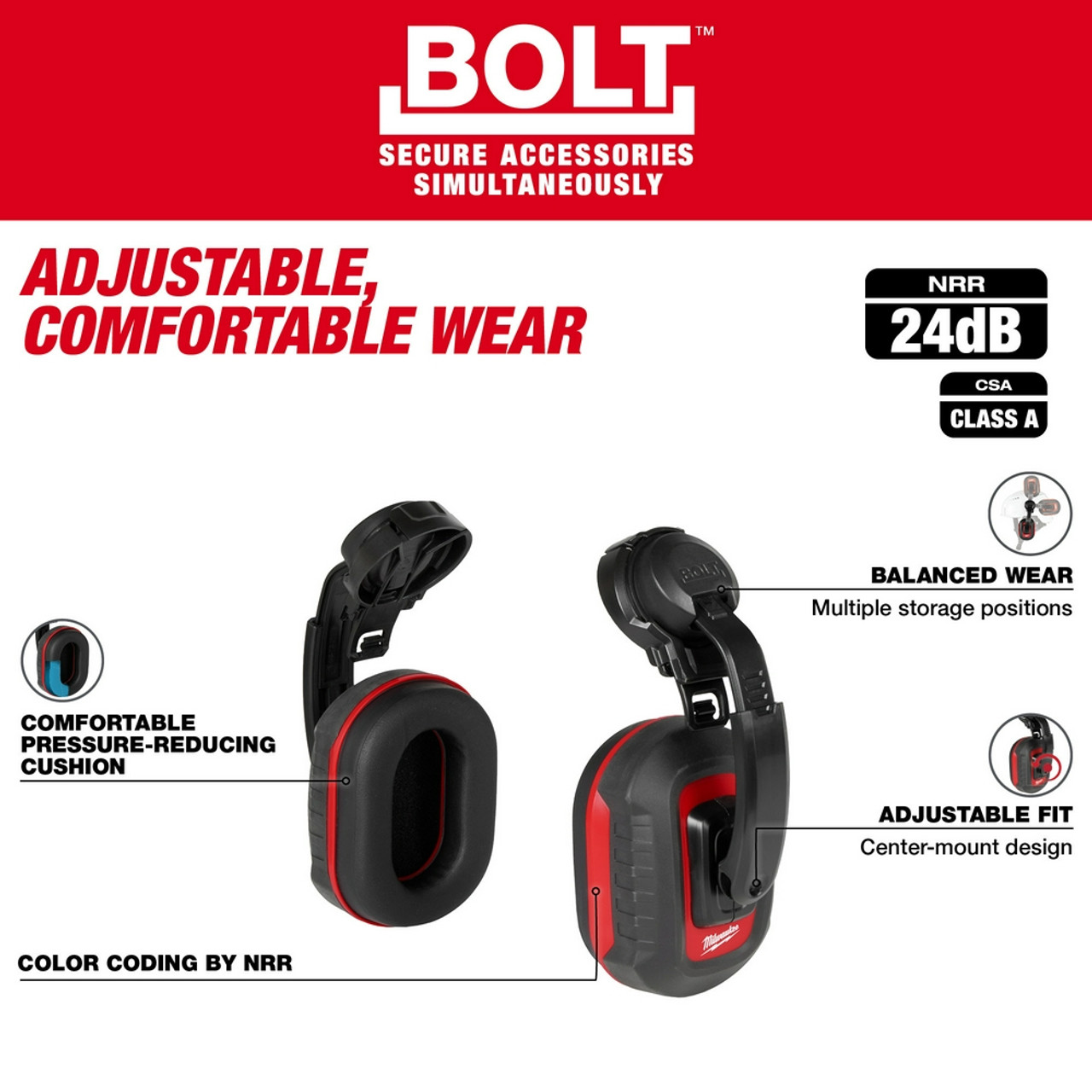 Milwaukee 48-73-3250 BOLT 24dB Earmuffs