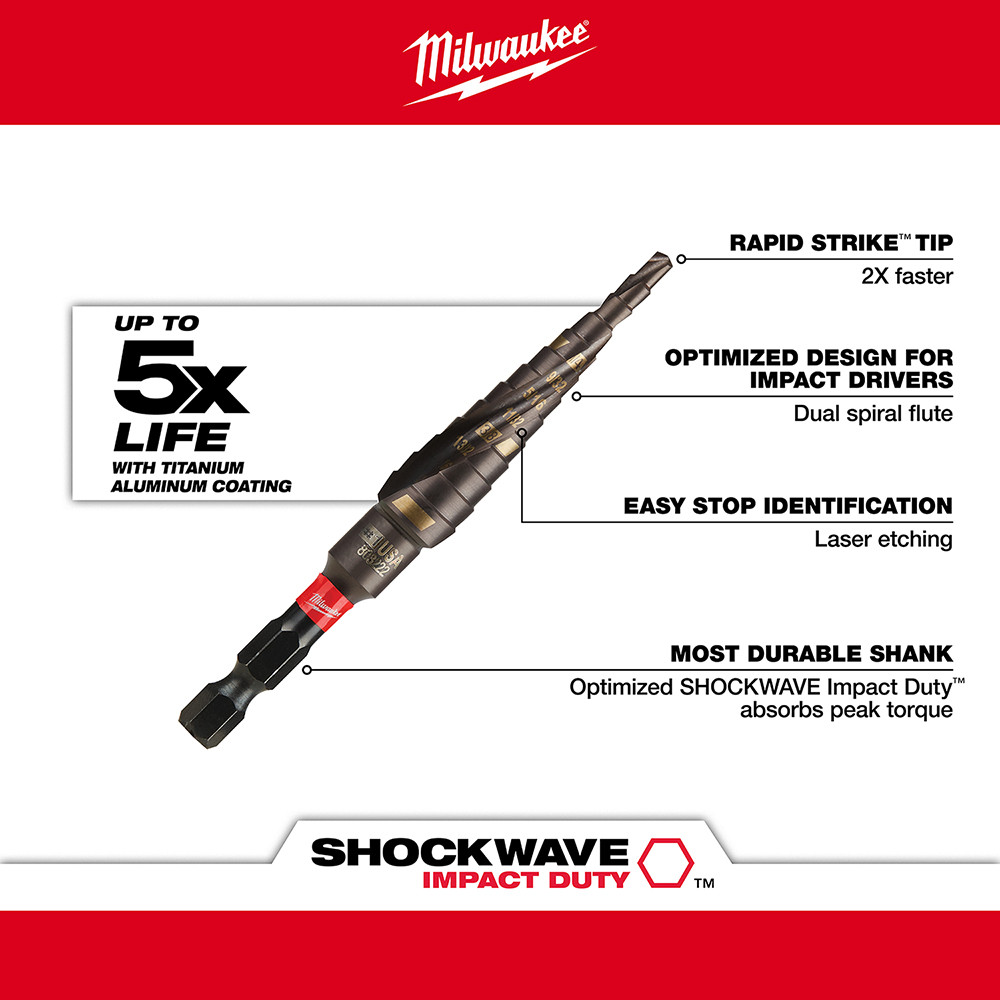 Milwaukee 48-89-9241 Shockwave Impact Duty Step Bit #1 1/8 - 1/2 in.