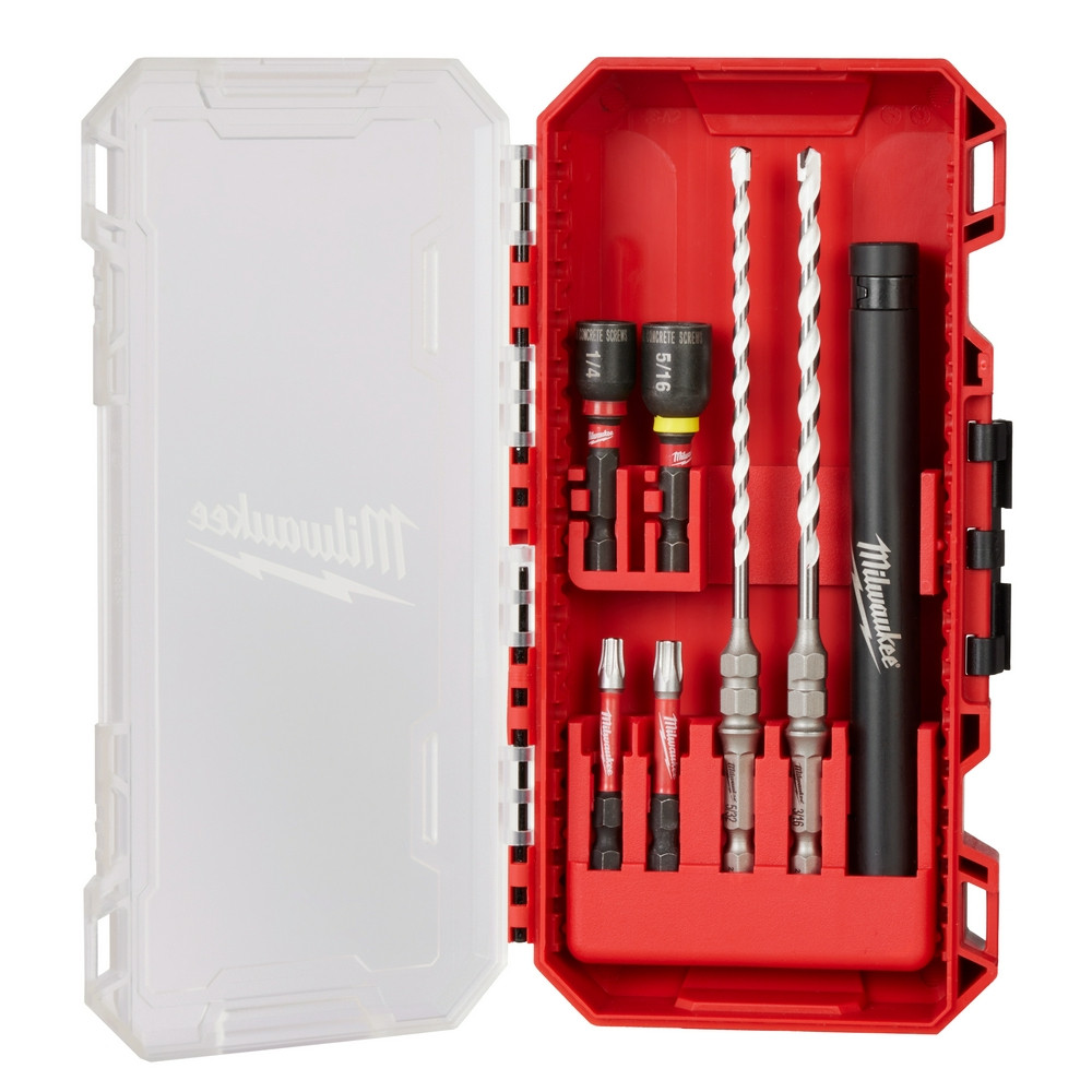 Milwaukee 48-20-8877 7pc. Shockwave Impact Duty Carbide Multi-Material Drill Bit Concrete Screw Install Kit