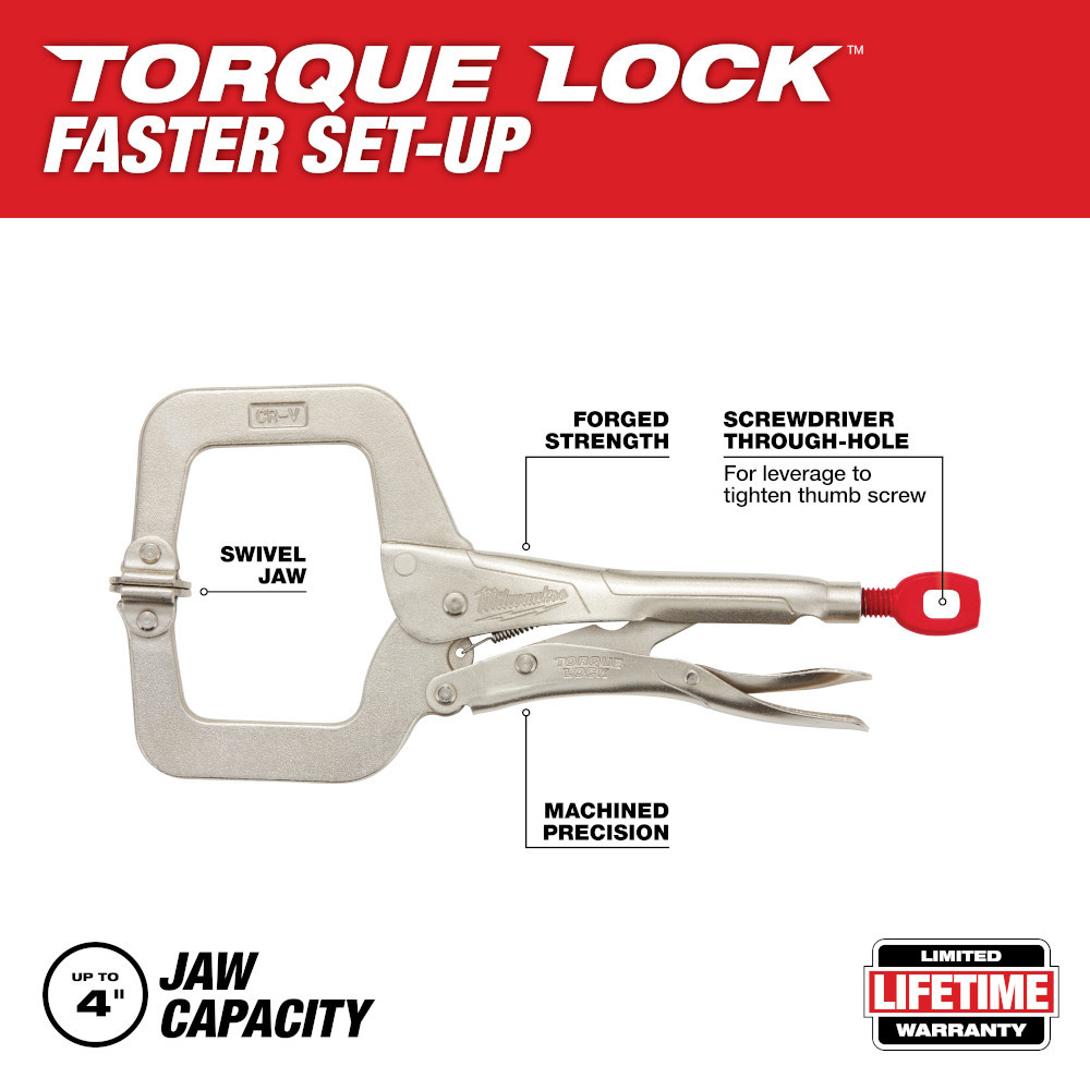 Milwaukee 48-22-3521 11 in. TORQUE LOCK Locking C-Clamp With Swivel Jaws