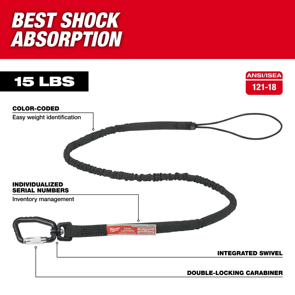 Milwaukee 48-22-8816 15 Lbs. 54 in. Extended Reach Locking Tool Lanyard