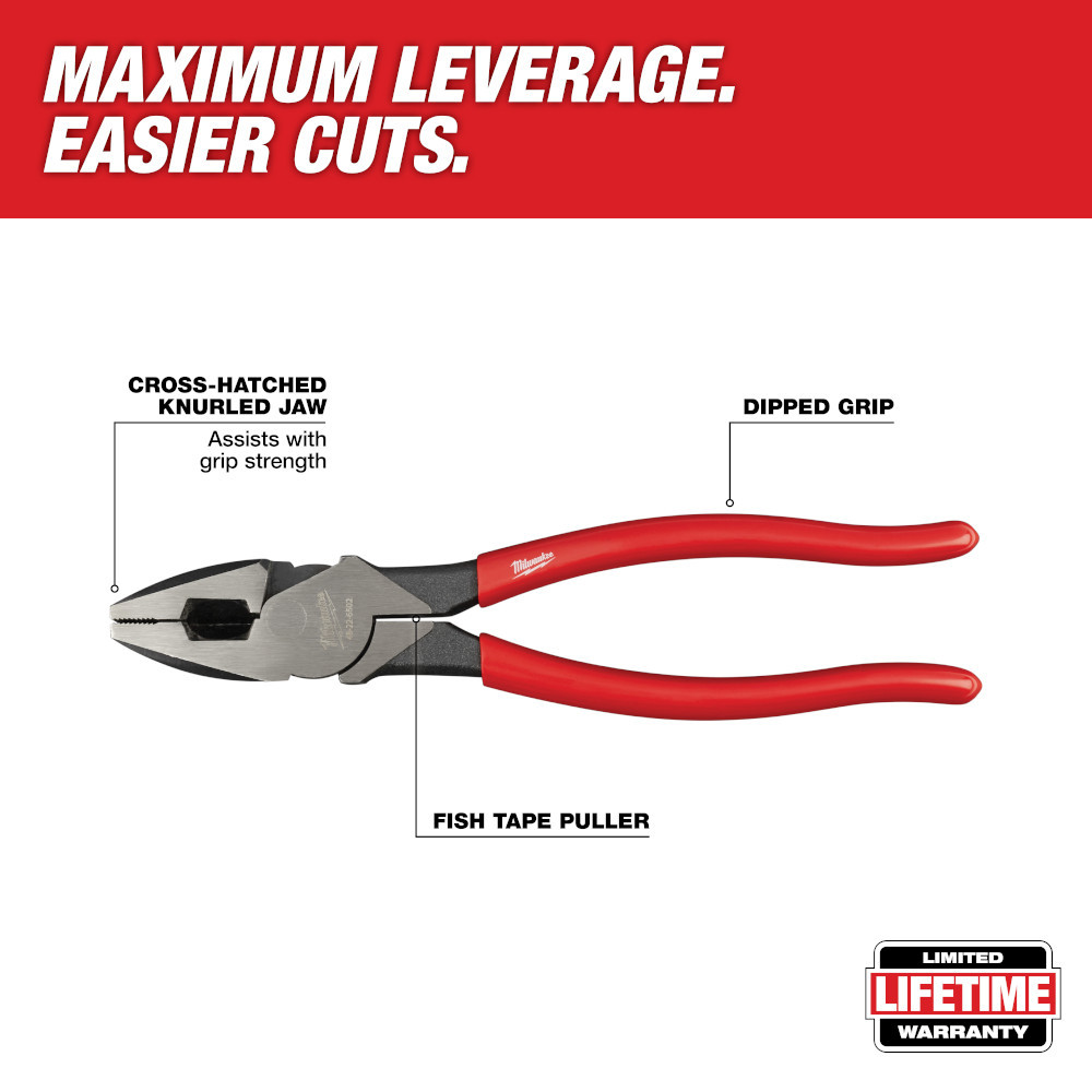 Milwaukee 48-22-6502 High Leverage Linesman's-Dipped