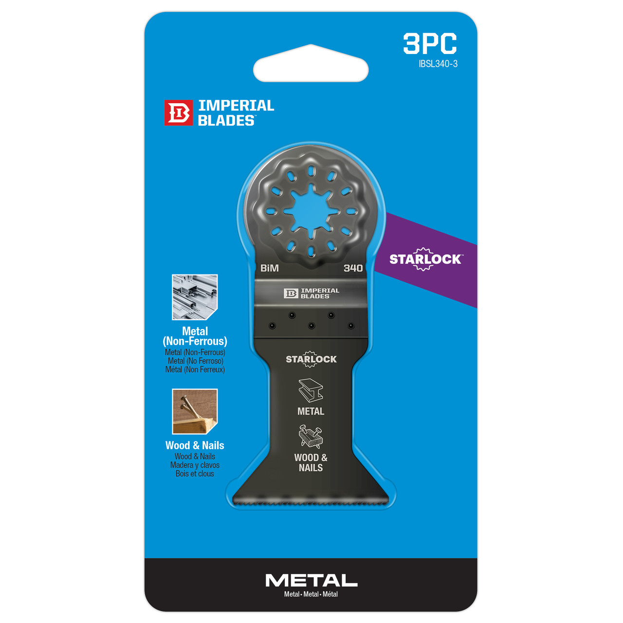 Milwaukee IBSL340-3 Imperial Blades IBSL340-3 Starlock 1-3/4" Standard Metal Blade, 3PC