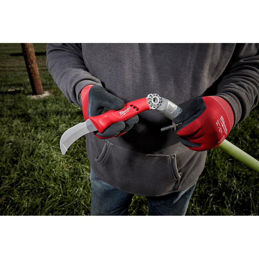 Milwaukee 48-22-1923 Lineman Blunt Tip Hawkbill Knife with STICKWORK 3-in-1 Ring