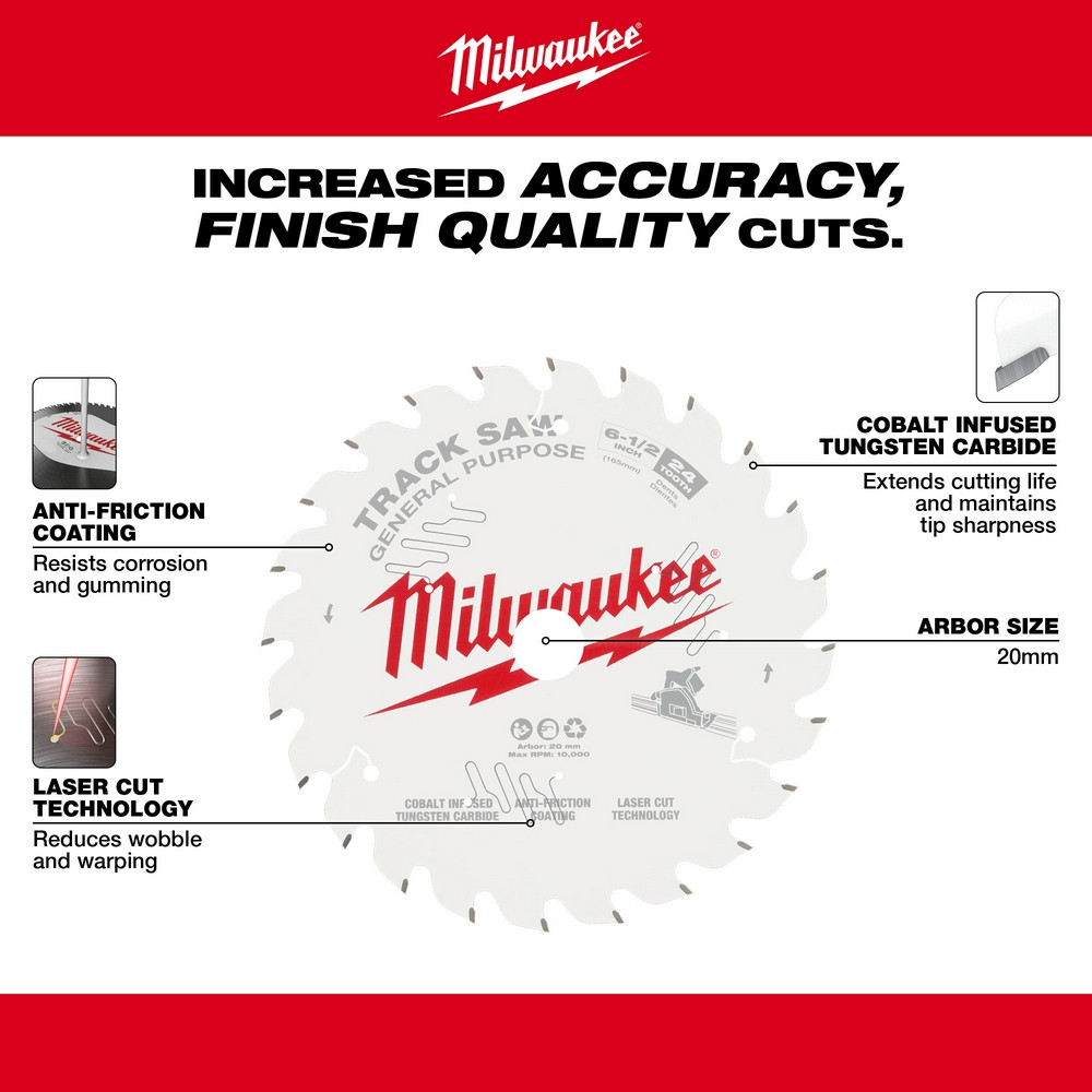 Milwaukee 48-40-0624 Milwaukee 6-1/2" 24T General Purpose Track Saw Blade