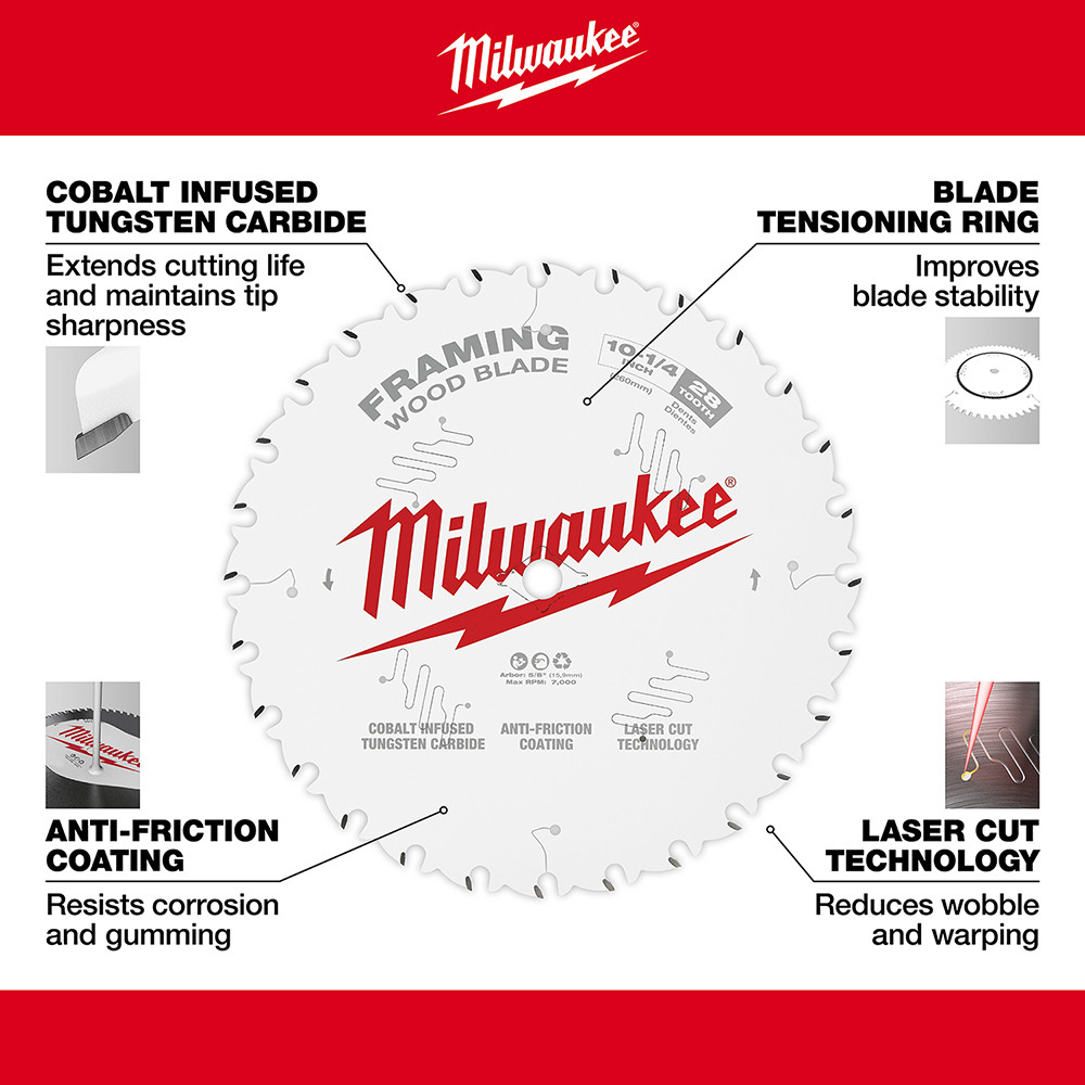 Milwaukee 48-40-1038 10-1/4 in. 28T Framing Circular Saw Blade