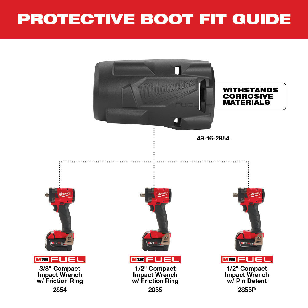 Milwaukee 49-16-2854 M18 FUEL Compact Impact Wrench Protective Boot