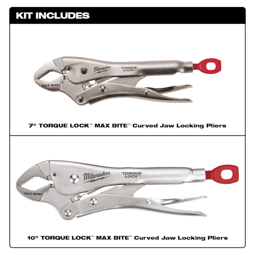 Milwaukee 48-22-3702 2 Pc 7 in. & 10 in. Maxbite TORQUE LOCK Locking Pliers Set