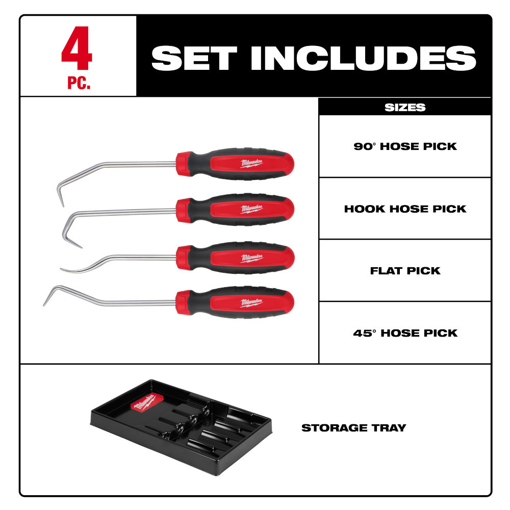 Milwaukee 48-22-9217 4pc Hose Pick Set