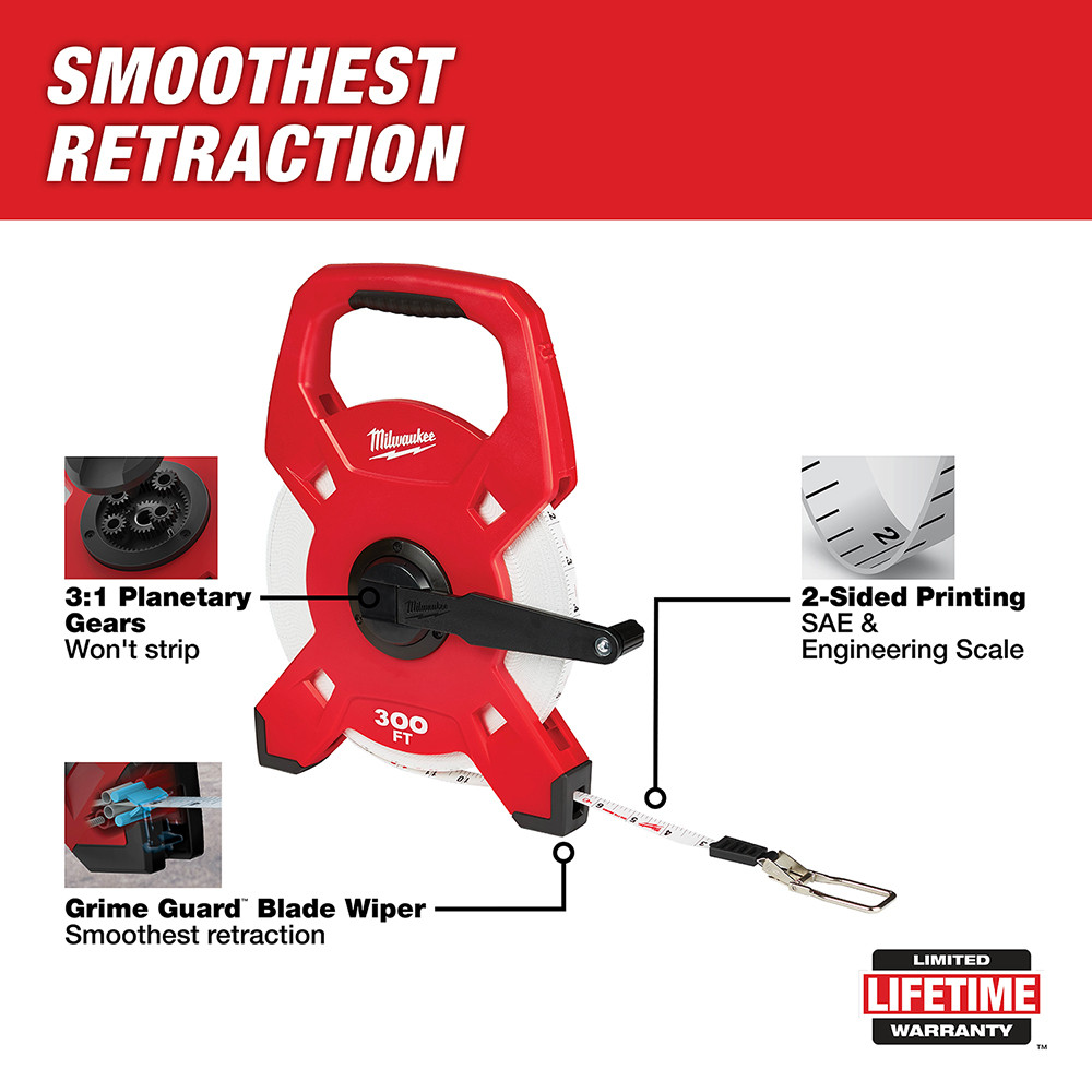 Milwaukee 48-22-5303 300' Fiberglass Open Reel Long Tape