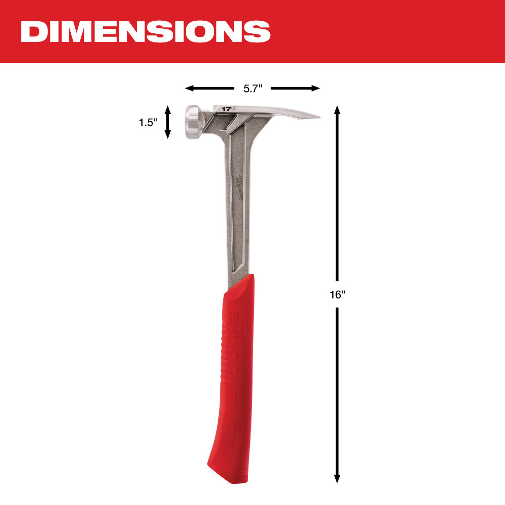 Milwaukee 48-22-9017 17 oz Smooth Face Framing Hammer