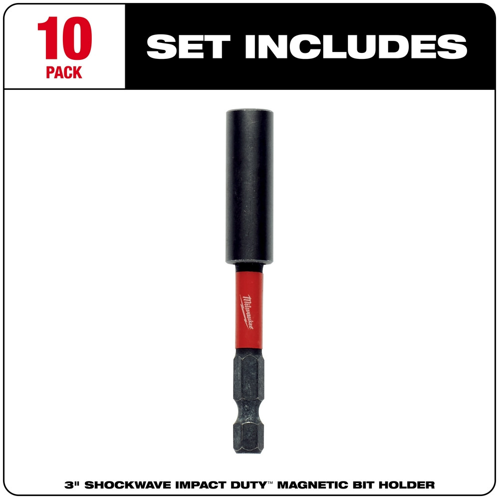 Milwaukee 48-32-4305 Shockwave 3 in. Magnetic Bit Tip Holder-10PK