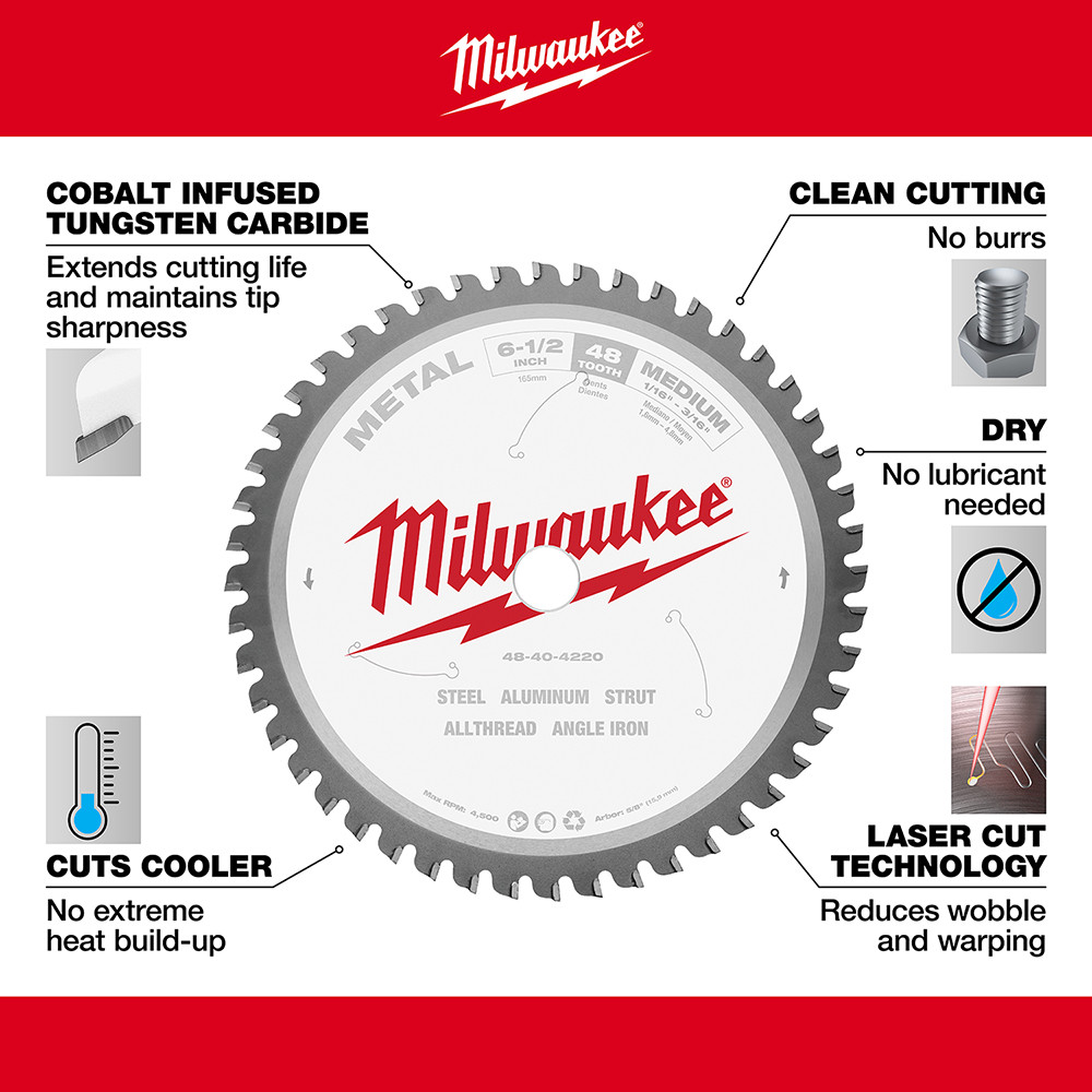 Milwaukee 48-40-4220 6-1/2 in. Metal Cutting Circular Saw Blade