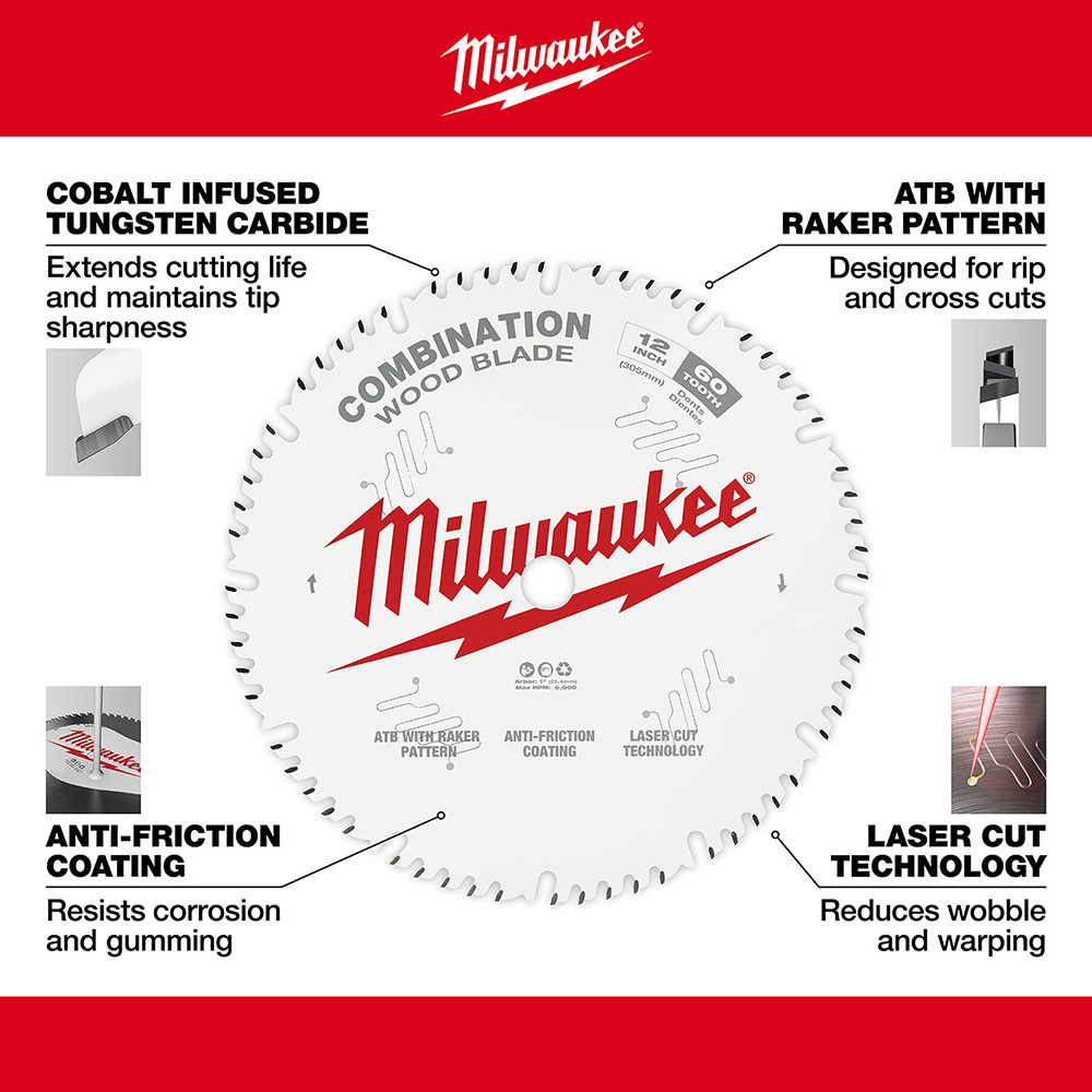 Milwaukee 48-40-1222 12 in. 60T Combination Circular Saw Blade