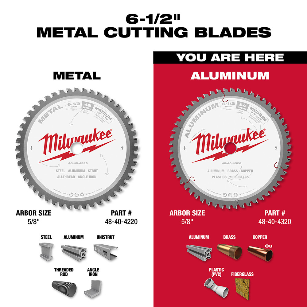 Milwaukee 48-40-4320 6-1/2 in. Aluminum Cutting Circular Saw Blade