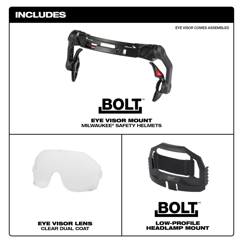 Milwaukee 48-73-1411 BOLT Eye Visor - Clear Dual Coat Lens (Compatible with Milwaukee Safety Helmets)