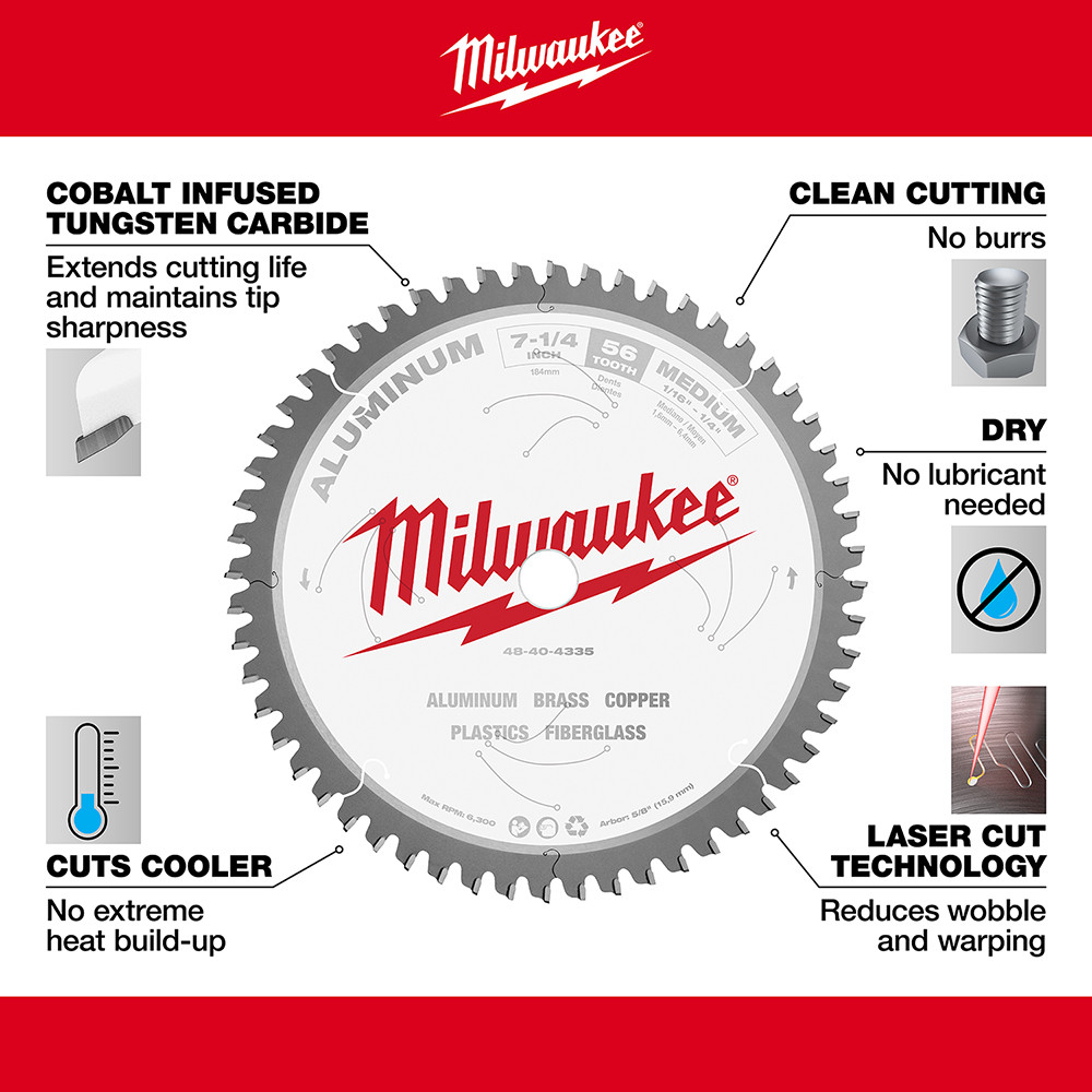 Milwaukee 48-40-4335 7-1/4 in. Aluminum Cutting Circular Saw Blade
