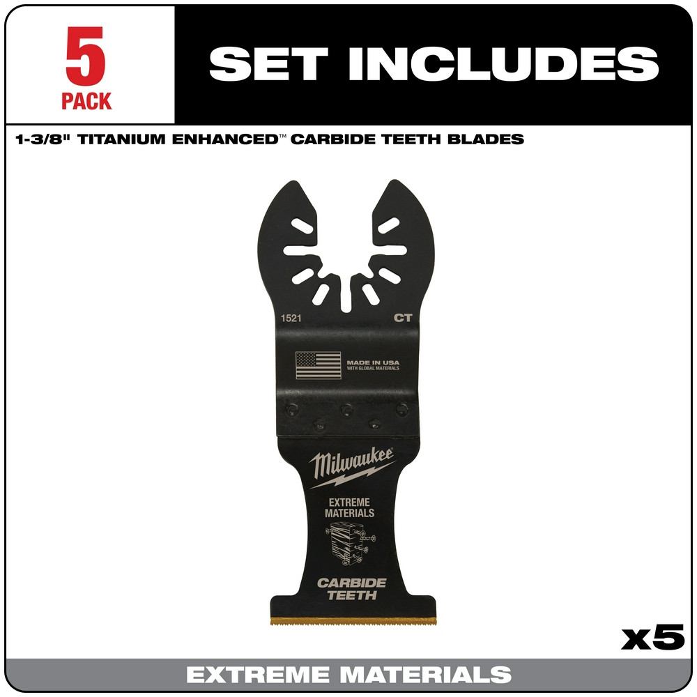 Milwaukee 49-25-1525 Milwaukee OPEN-LOK 1-3/8" TITANIUM ENHANCED CARBIDE TEETH MULTI-MATERIAL BLADE 5PK