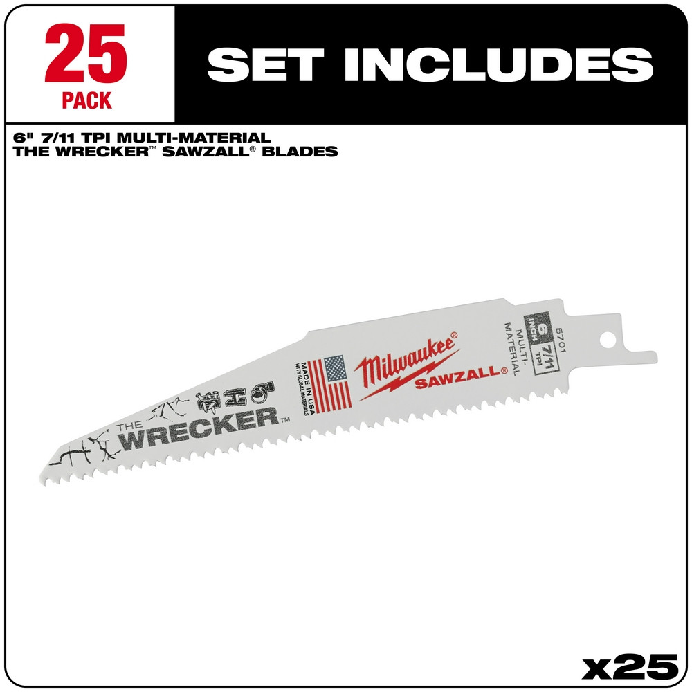 Milwaukee 48-00-8701 The Wrecker Multi-Material SAWZALL Blade 6 in. 7/11TPI 25PK