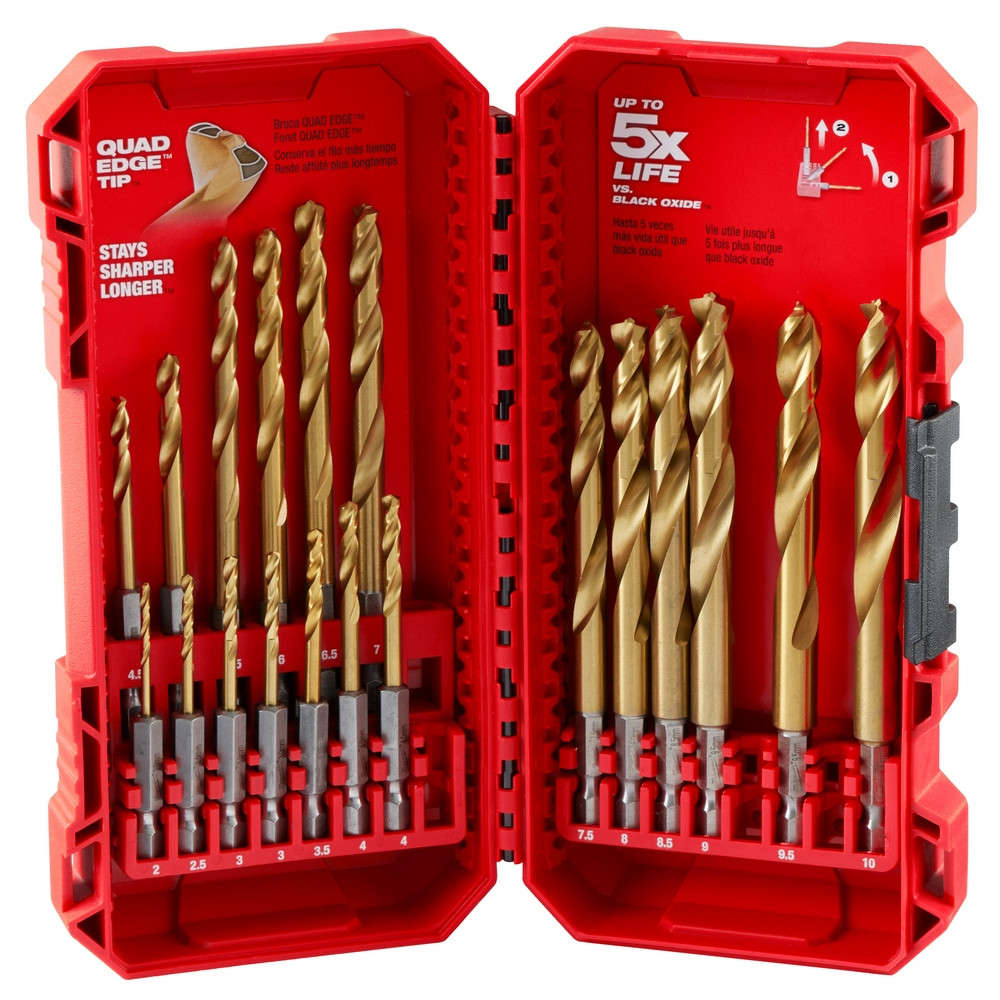Milwaukee 48-89-4860 Shockwave Impact Duty RED HELIX Titanium Metric Drill Bit Set 19PC