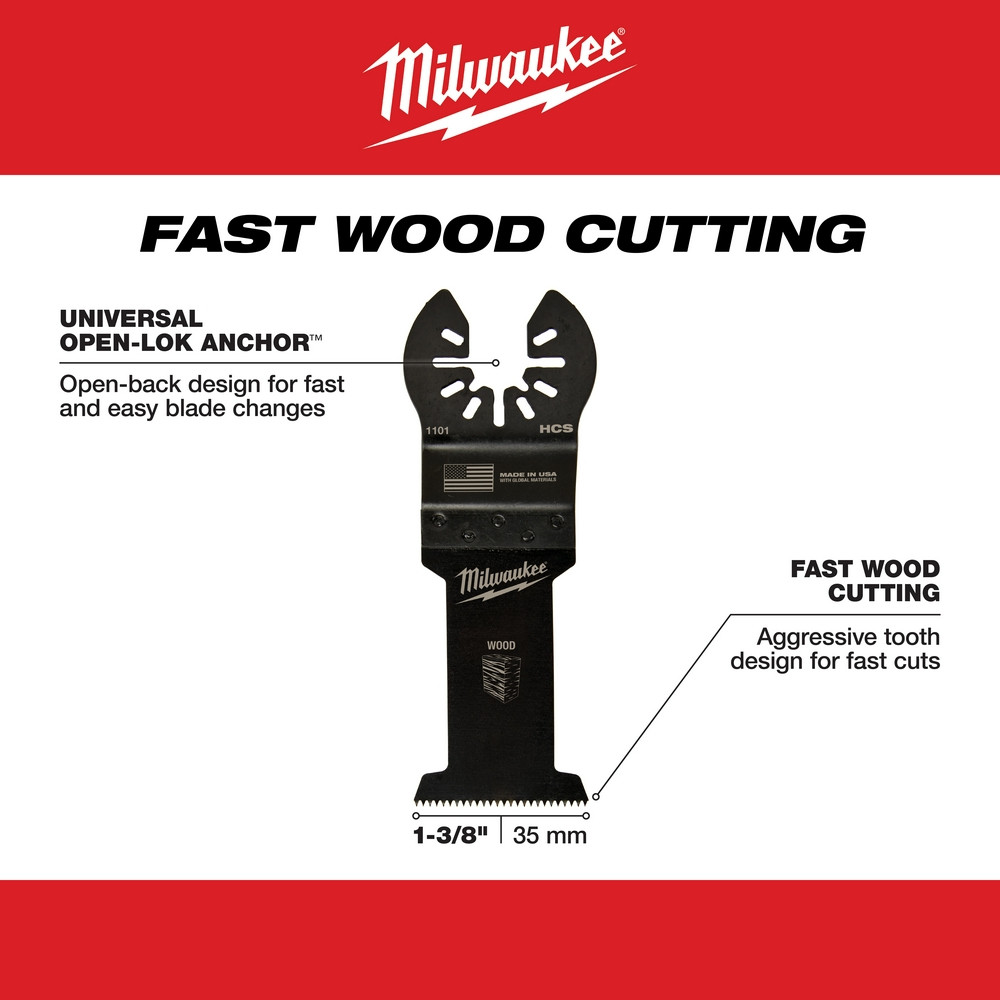 Milwaukee 49-25-1109 Milwaukee OPEN-LOK 1-3/8" HCS WOOD BLADES 10PK
