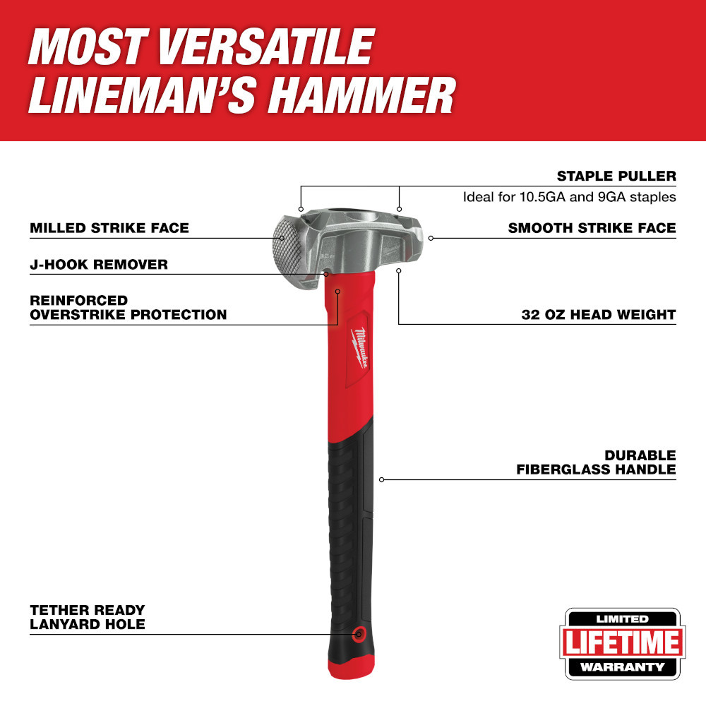 Milwaukee 48-22-9040 4in1 Lineman's Hammer