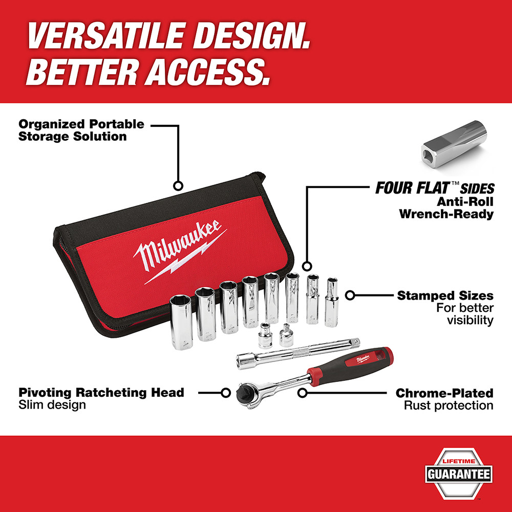 Milwaukee 48-22-9001 12-Piece 3/8 in. Drive Metric Socket Set