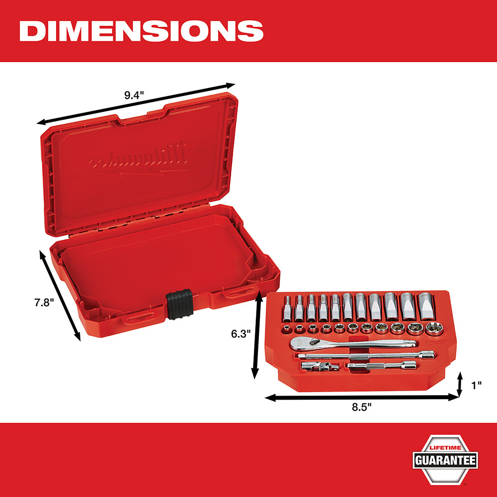 Milwaukee 48-22-9404 1/4 in. Drive 26 pc. Ratchet & Socket Set - SAE