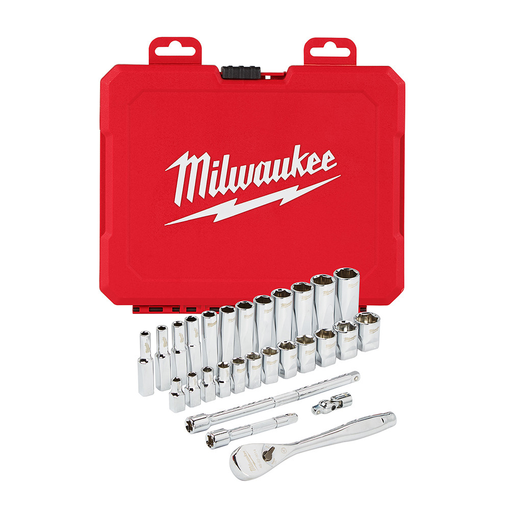 Milwaukee 48-22-9504 1/4 in. Drive 28 pc. Ratchet & Socket Set - Metric