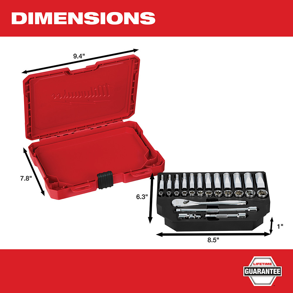 Milwaukee 48-22-9504 1/4 in. Drive 28 pc. Ratchet & Socket Set - Metric