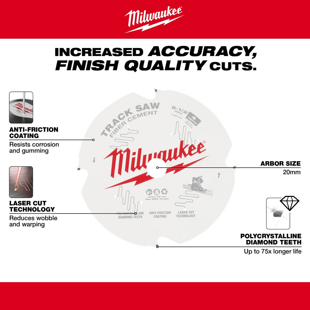 Milwaukee 48-40-0670 Milwaukee 6-1/2" 4T Fiber Cement Track Saw Blade