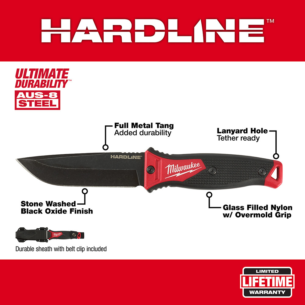 Milwaukee 48-22-1928 5 in. HARDLINE Fixed Blade Knife