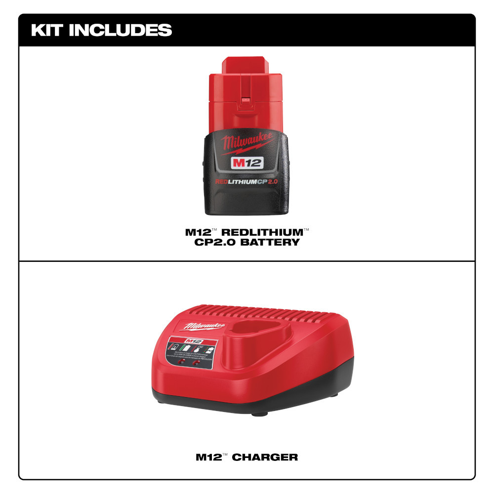 Milwaukee 48-59-2420 M12 REDLITHIUM 2.0Ah Battery and Charger Starter Kit