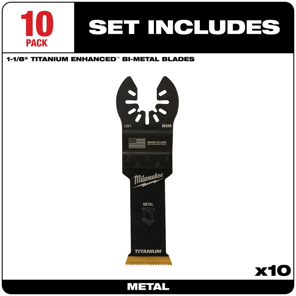 Milwaukee 49-25-1259 Milwaukee OPEN-LOK 1-1/8" TITANIUM ENHANCED BI-METAL METAL BLADES 10PK