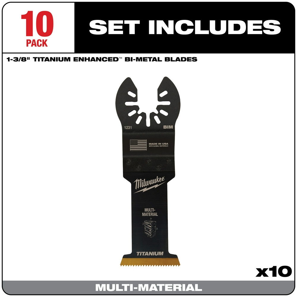 Milwaukee 49-25-1239 Milwaukee OPEN-LOK 1-3/8" TITANIUM ENHANCED BI-METAL MULTI-MATERIAL BLADES 10PK