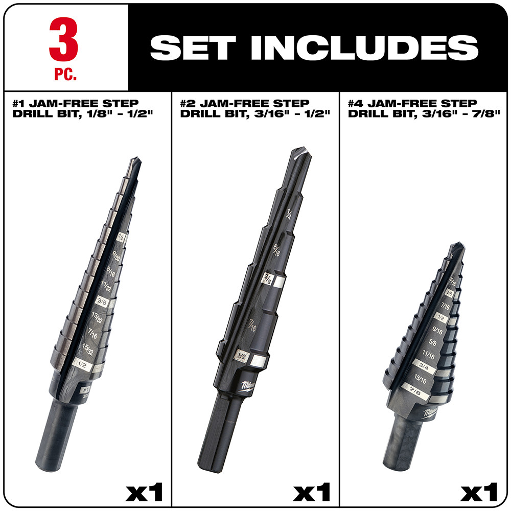 Milwaukee 48-89-9221 3-Piece Step Drill Bit Set