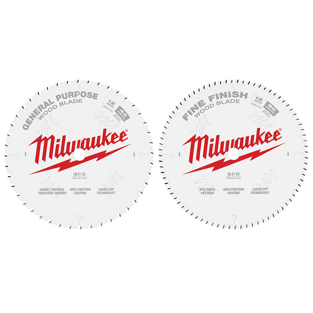 Milwaukee 48-40-1232 12 in. 44T + 80T Two Pack Circular Saw Blade