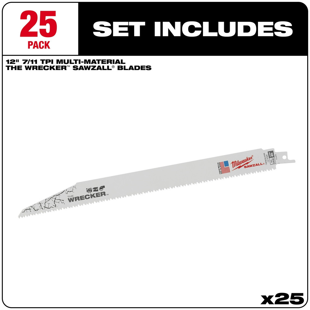 Milwaukee 48-00-8711 The Wrecker Multi-Material SAWZALL Blade 12 in. 7/11TPI 25PK