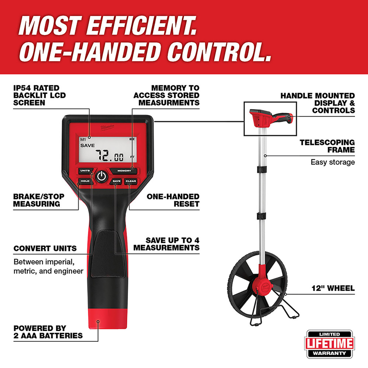 Milwaukee 48-22-5112 12" Digital Measuring Wheel