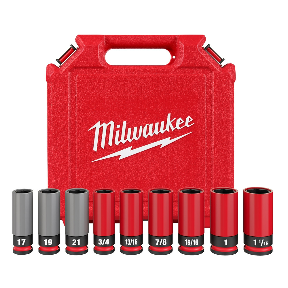 Milwaukee 49-66-7832 Shockwave Impact Duty 1/2 Drive SAE & Metric 9PC Lug Nut Wheel Socket Set
