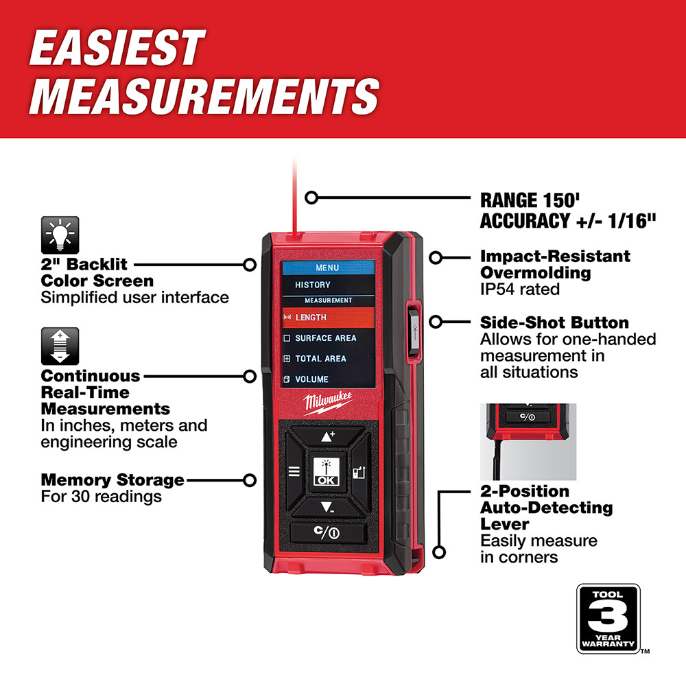 Milwaukee 48-22-9802 150 Ft. Laser Distance Meter