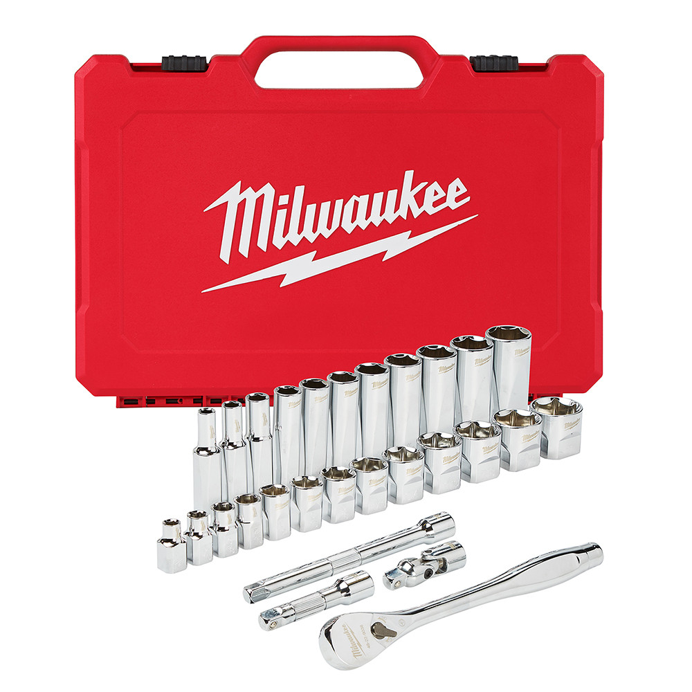 Milwaukee 48-22-9408 3/8 in. Drive 28 pc. Ratchet & Socket Set- SAE