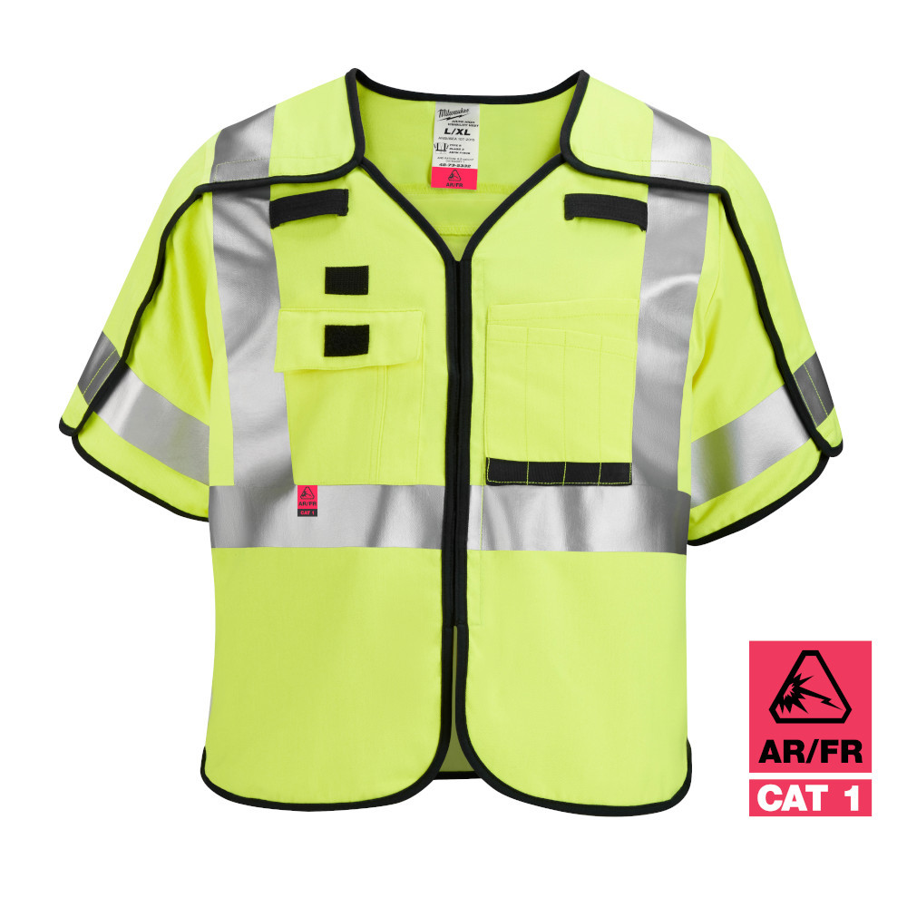 Milwaukee 48-73-5333 AR/FR Cat. 1 Class 3 Breakaway High Visibility Yellow Safety Vest - 2XL/3XL (ANSI/CSA)