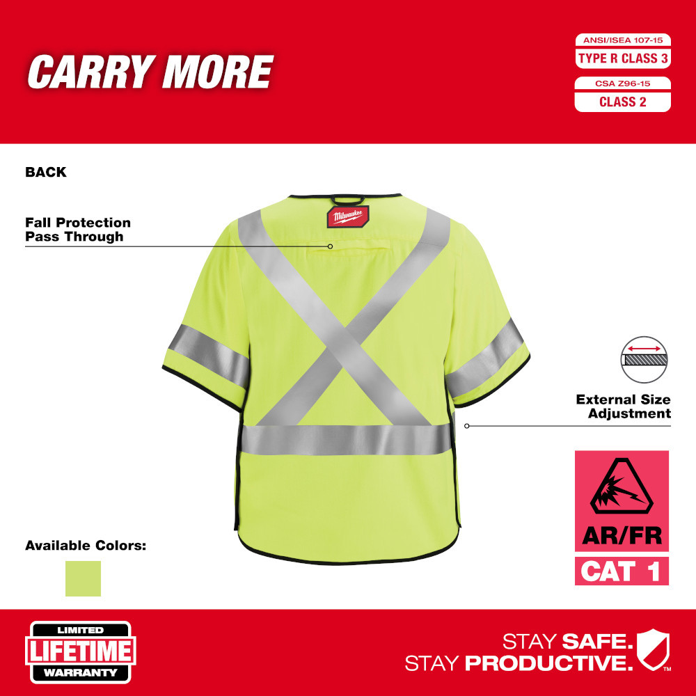 Milwaukee 48-73-5331 AR/FR Cat. 1 Class 3 Breakaway High Visibility Yellow Safety Vest - S/M (ANSI/CSA)