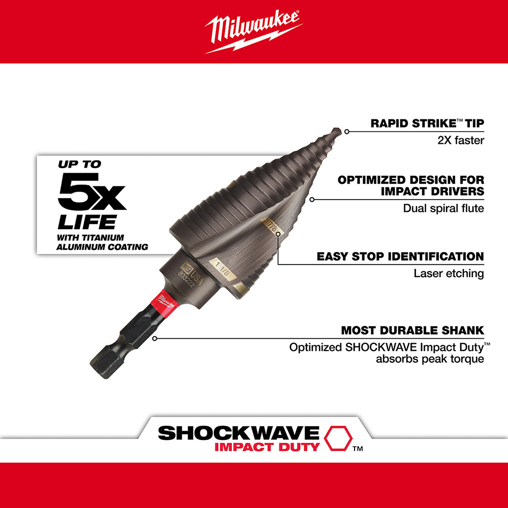 Milwaukee 48-89-9257 Shockwave Impact Duty Step Bit Electrician Set (#1, #4, #9)